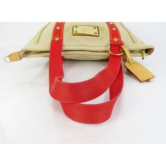 Louis Vuitton Tan Tote with Red Straps - Picture 16 of 16